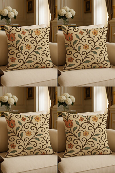 LadiesHome غطاء وسادة مزخرف مطبوع رقميًا بتصميم خاص مقاس 43 × 43 سم مكون من 4...