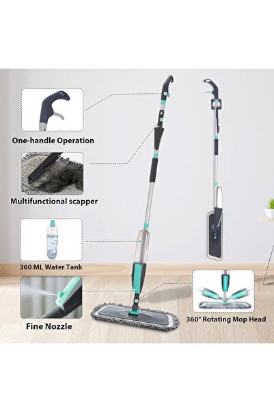 Generic Spray Mop 2-in-1 Mop with 4 Washable Microfiber Pads, 360° Spin, Wet & Dry Floor Cleaner fo