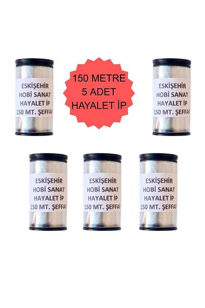 Eskişehir hobi sanat 5 Pcs 150 Meters Ghost Line 0.10 mm Fishing Line Transparent (Total 750 Meters)