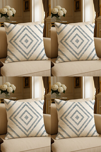 LadiesHome غطاء وسادة مزخرف مطبوع رقميًا بتصميم خاص مقاس 43 × 43 سم مكون من 4 قطع على الوجهين