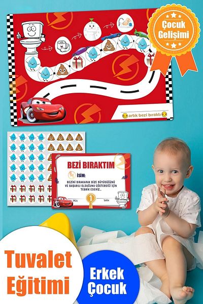 Kt Grup Men's Fun and Educational Toilet Training Waterproof Pvc Sticker Board with Sticker