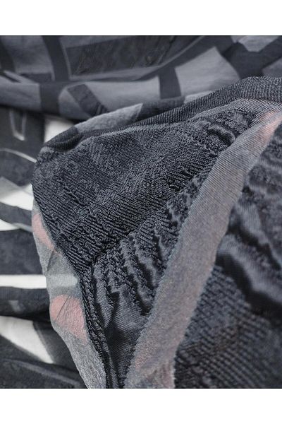 Kumaş Parça Black Anthracite Organza Brocade Width: 140