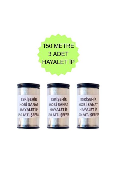 Eskişehir hobi sanat 3 Pcs 150 Meters Ghost Rope 0.10 mm Fishing Line Transparent (Total 450 Meters)