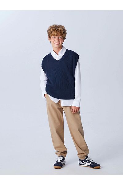 LC Waikiki Pantaloni pentru băieți LCW Kids, bej, cu talie elastică
