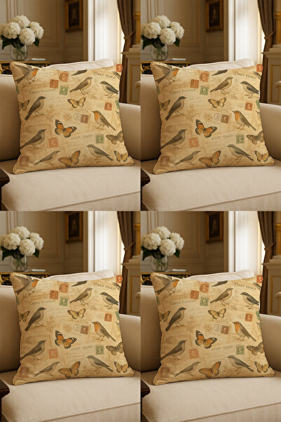 LadiesHome غطاء وسادة مزخرف مطبوع رقميًا بتصميم خاص مقاس 43 × 43 سم مكون من 4...