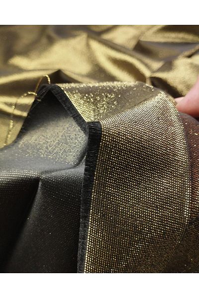 Kumaş Parça Metallic Satin in Gold Color Width: 140