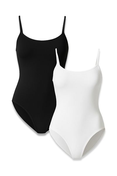 Lantliv 2 Pcs 95% Cotton 5% Elastic Thread Strap Snap Fastener Women's Bodysuit, Women's Bodysuit