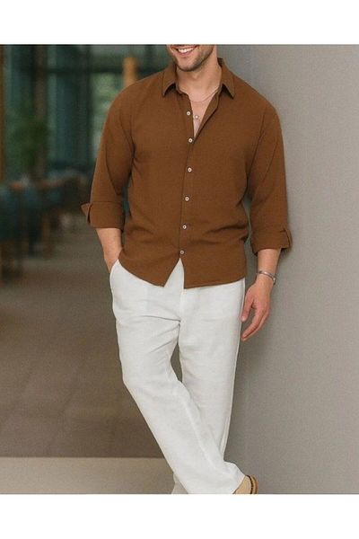 gelirr Men's long sleeve regular sofia linen shirt
