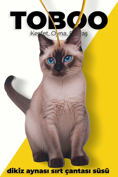 shop 2D (2-Dimensional) Realistic Cat Figured Car (Auto) Rearview Mirror & Bag Hanger, Keychain Ornament
