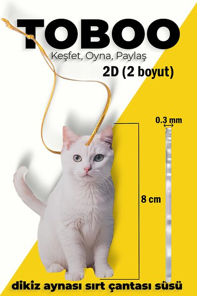 shop 2D (2-Dimensional) Realistic Cat Figured Car (Auto) Rearview Mirror & Bag Hanger, Keychain Ornament