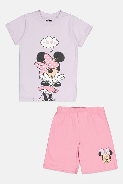 Disney Kids Girl Minnie Mouse Short Sleeves T-Shirt And Short Set, Multicolor