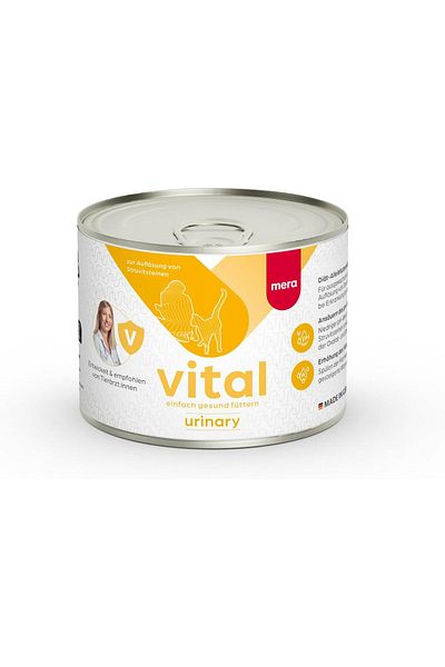 Mera MERAVITAL Uri nary (6 x 200 g), Wet Cat Food for Inflammation of the Urinary Tract, Dissolution of S