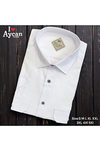 EREN STYLE Κλασικό κοντομάνικο λινό πουκάμισο με δύο τσέπες και καπάκι (κανον...