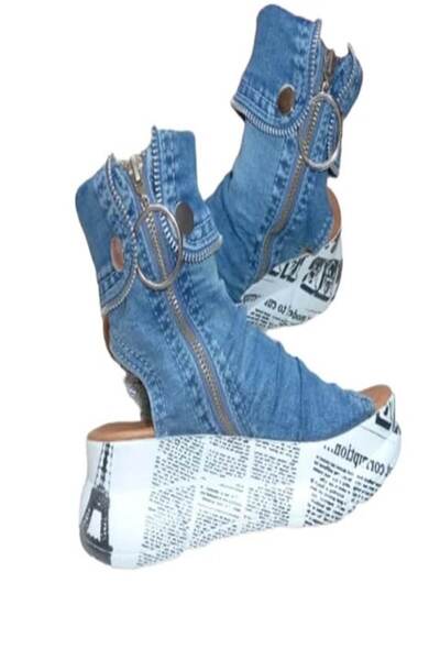 blue moon - Sandale din denim Go, albastre, mărimea 36