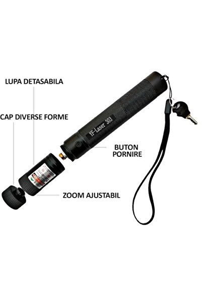 EMATTEIRO Laser Pointer Verde, Rază 10 km, Acumulator și Încărcător Inclus, Negru