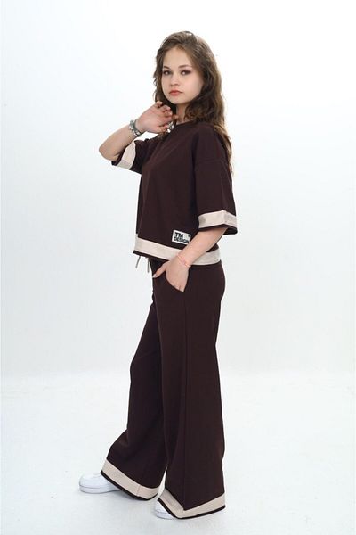 Asortix Girls' 100% Cotton Short Sleeve Garnished Three Quarter Sleeve 2 Thread Bottom & Top Tracksuit Set-285
