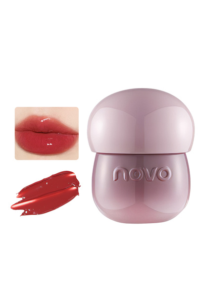 No-vo أحمر شفاه، لمسة نهائية عاكسة مرطب يدوم طويلاً مقاوم للماء غير لاصق، كوب ملمع شفاه عالي الصبغة