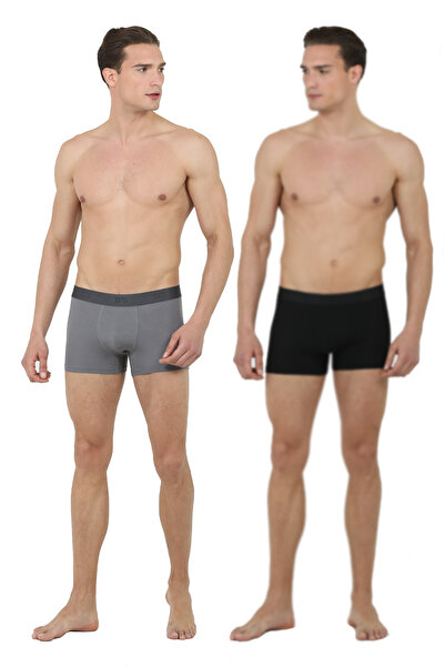 D'S Damat Ds Groom 2-Piece Boxer Set Micro Modal Fabric Premium Series Luxury Boxed Black-Grey