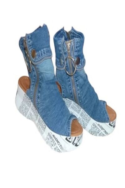 blue moon - Sandale denim Go, Albastru, 39