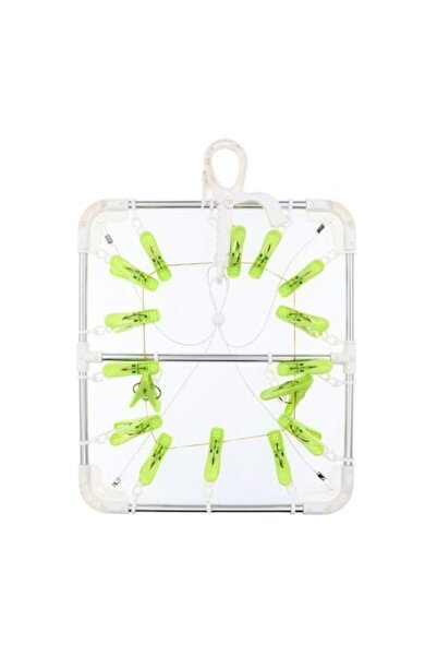 OEM Clothes dryer with 16 clips, square, hanging system, 35 x 30cm, Green