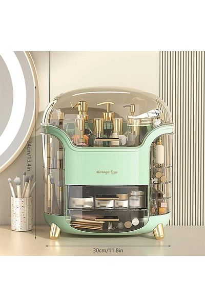 Choice green Desktop Makeup Organizer Transparent Jewelry Cosmetic Storage Box Dustproof Large Capacity Mak