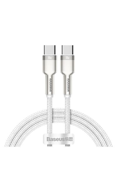 Baseus 2m (6.56 FT) White 100W USB C to USB Type C Cable For iPhone 15 Plus Promax USB C Fast Charge
