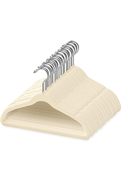 Choice عبوة بيج من 10 شماعات مخملية للأطفال غير قابلة للانزلاق، رفيعة وموفرة ...