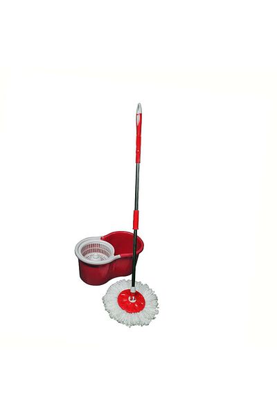 Universal Set pentru curatenie, galeata cu centrifuga si mop rotativ 360, rosu