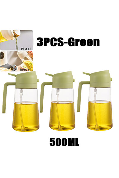 Choice 3 قطع - زجاجة بخاخ زيت خضراء 200/300/500 مل، بخاخ زيت زيتون للشواء وال...
