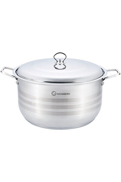 OEM Set 2 x Cratita Inalta, Profesionala, cu Manere Groase Nituite, Capac din Inox, 38 cm, 23 l, Grunber