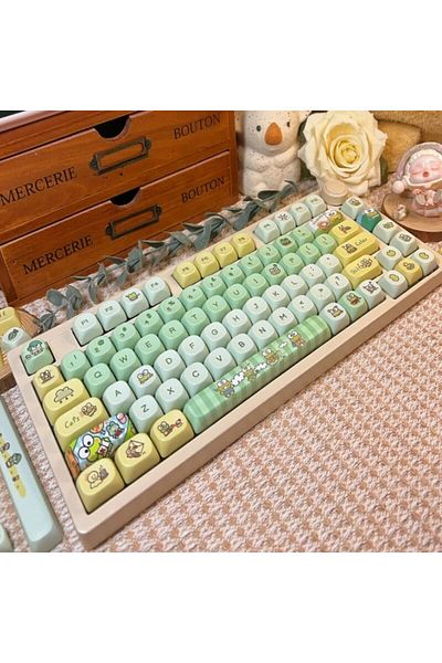 Choice أغطية مفاتيح Big Eye Frog ذات 134 مفتاحًا من MAO Profile، أغطية مفاتيح Big Eye Frog PBT بتقنية التسامي بالصبغة لـ 61/84/75/104