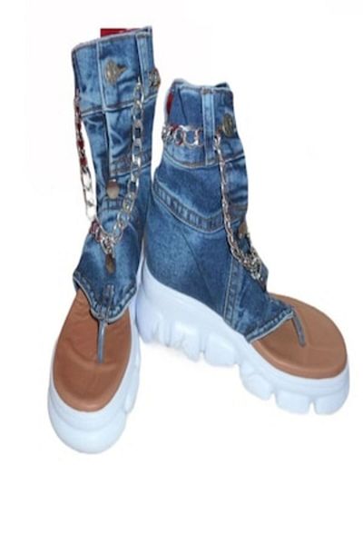 blue moon - Sandale denim Desire, Albastru, 36