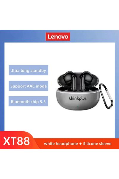 LENOVO black Silicone Case Original XT88 Wireless Bluetooth Earbuds Hifi Music Earphone With Microph