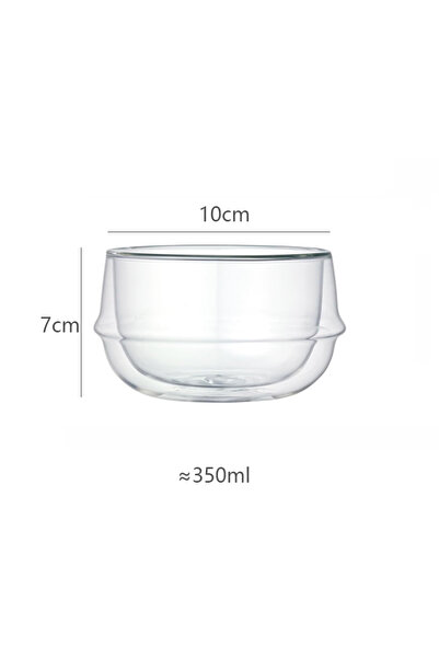 Choice 350ml Double Wall Soup Bowl Heat Resistant Glass Dessert Bowl Breakfast Yogurt Oatmeal Salad Bowl Ta