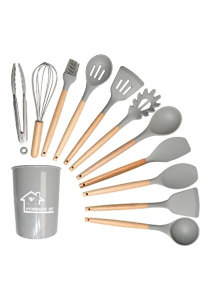 ZakupyTV Set de tacâmuri de bucătărie ZakupyTV, 12 piese, gri/maro, cu suport...