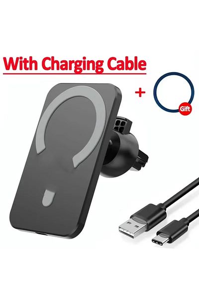 Choice Black With Cable Magnetic Wireless Charger Car Phone Holder Air Vent Mount for iPhone15 14 13 12 Pro