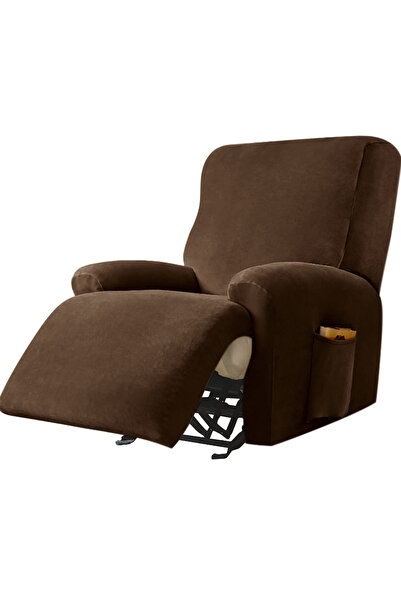 Choice أغطية أريكة قابلة للإمالة بمقعد واحد بلون بني غامق ومضادة للانزلاق، أغ...
