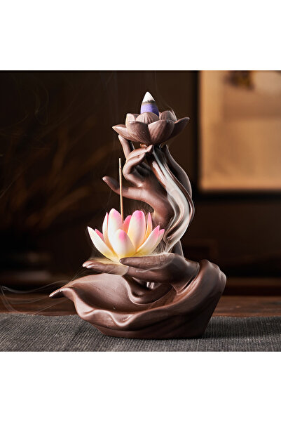 Choice15 Brown Pink lotus Chinese style Buddha's Hand Lotus LED Reflux Incens...