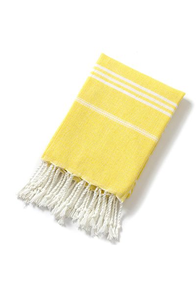 Choice4 90x180cm light yellow Striped Turkish Sports Bath Towel with Tassels Travel Gym Camping Sauna Beach