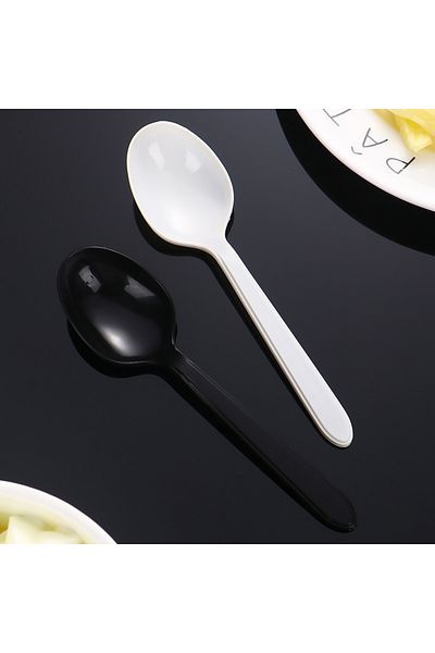 Choice 100pcs WHITE 100PCS Disposable Plastic Spoon Round Head Ice Cream Spoon Party Tableware Plastic Ice