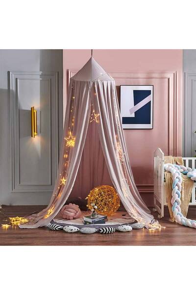 Choice ستارة سرير أطفال ناموسية وردية اللون مع خيمة معلقة وديكور سرير الأميرة للبنات، مظلة سرير معلقة كبيرة