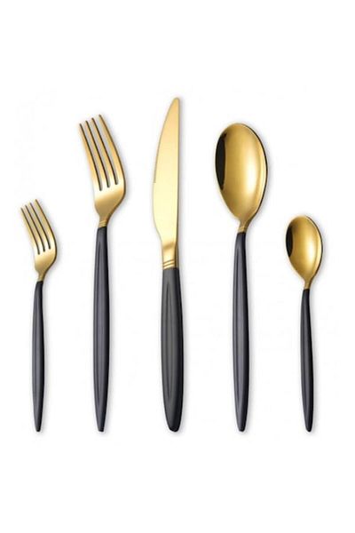 OEM Set 30 cutlery stainless steel black/gold