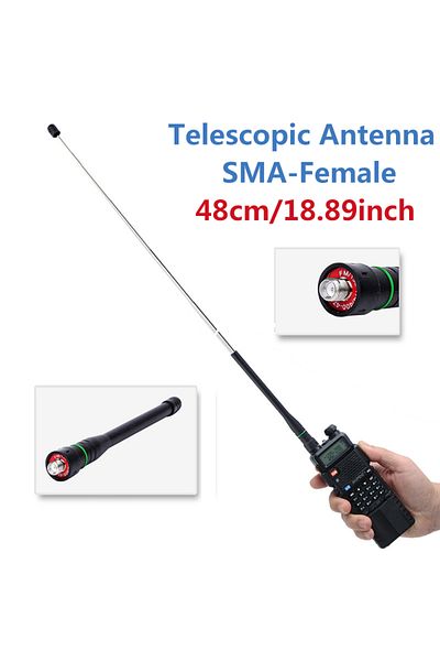 Choice1 1x SMA-Female ABBREE AR-775 Telescopic Antenna SMA-Female/Male/BNC Dual Band Antenna For Quansheng U