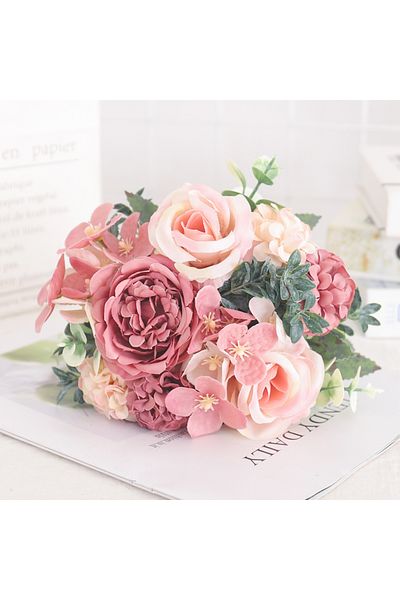 Choice Bean Paste 7 Heads Silk Peony Artificial Flower Hydrangea For Room Home Decoration Wedding Bride Bou