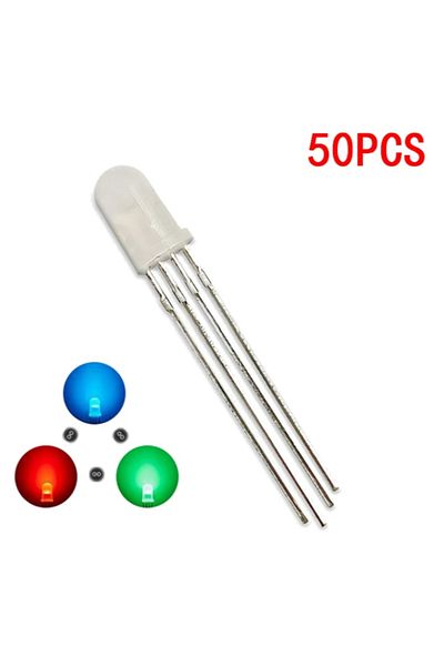 Choice Diffused Cathode 50PCS 5mm full-color LED RGB red/green/blue Common Cathode/Anode Four feet transpar