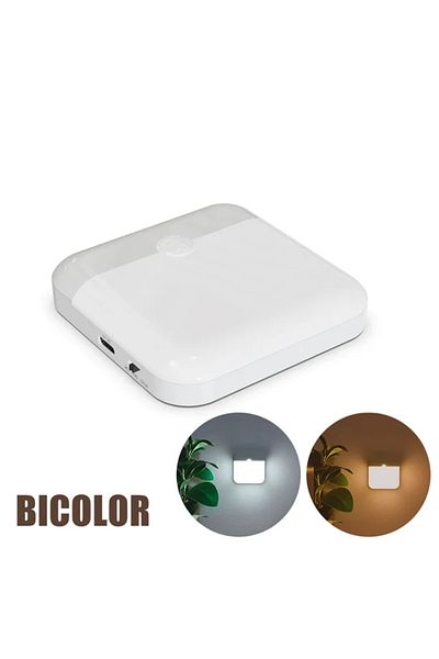 Choice 2color in one Lamp 1PCs Motion Sensor Light Led Usb TYPE-C Charging Square Lamp for Bedroom Kitchen