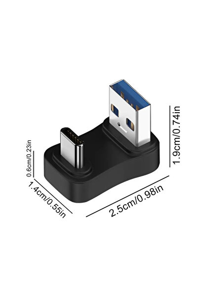 BSN محول USB-C أمامي على شكل حرف U، ذكر OTG Type-C، بحجم صغير سهل الحمل مع غل...
