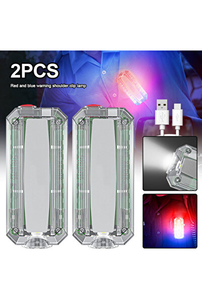 Choice قطعتان من مصباح تحذير LED أحمر وأزرق بمشبك كتف للشرطة ومصباح يدوي للجر...