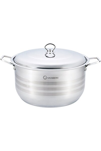 OEM Set 2 x Cratita Inalta, Profesionala, cu Manere Groase Nituite, Capac din Inox, 38 cm, 23 l, Grunber