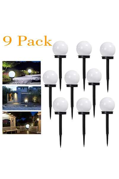 Choice 9 قطع من مصابيح LED الشمسية للحديقة ذات الكرة المستديرة المقاومة للماء في الهواء الطلق والمناظر الطبيعية والفيلا وإضاءة الحديقة الأرضية